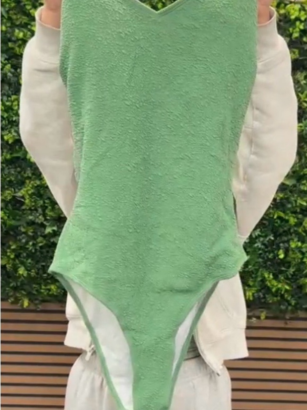 Cupshe Mint Green Terry One-Piece Swim Bodysuit
